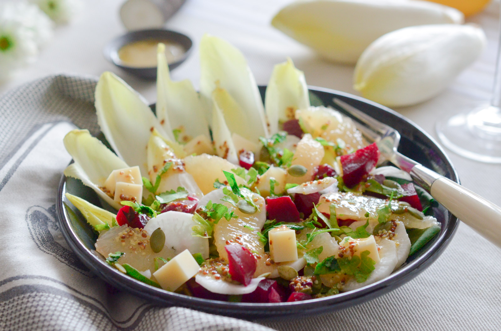 Salade Endives Munster Pamplemousse Graines Courges 3 Sur 5 Salade Endives Munster Pamplemousse Graines Courges 3 Sur 5